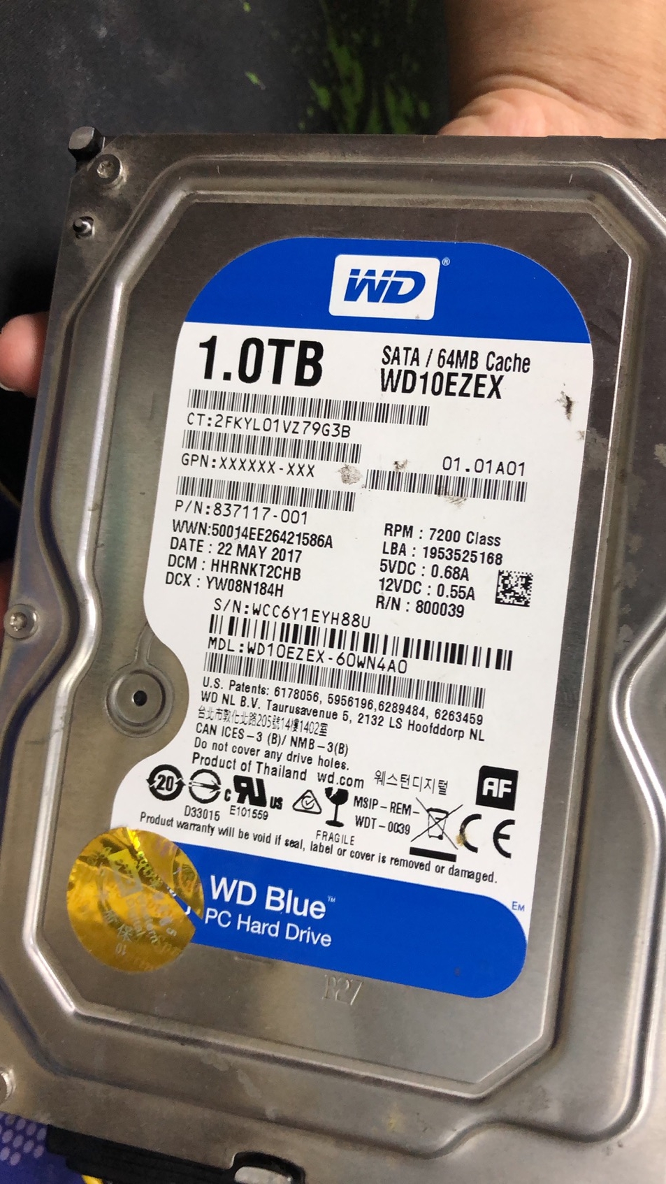 WD10EZEX硬盘数据恢复成功