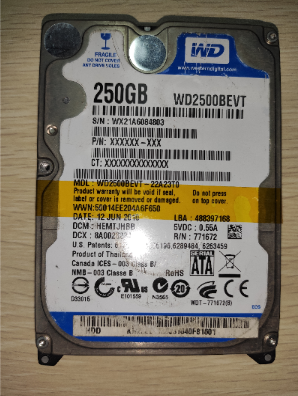 WD2500BEVT-22A23T0硬盘恢复成功插图